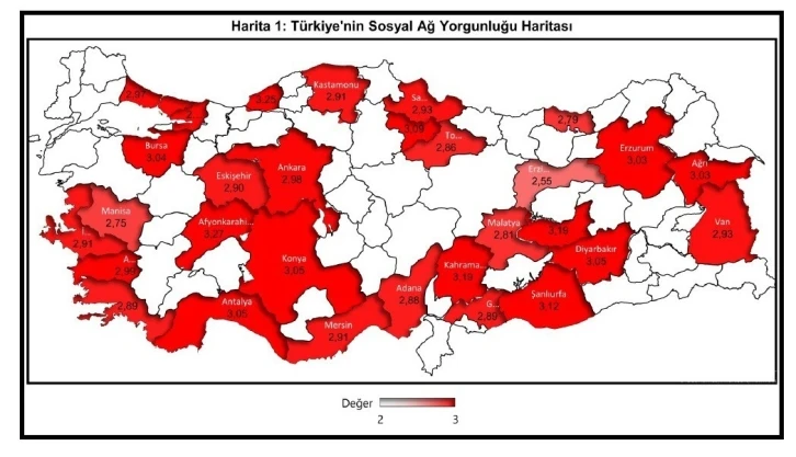 En az sosyal ağ yorgunluğu yaşayan şehir Erzincan
