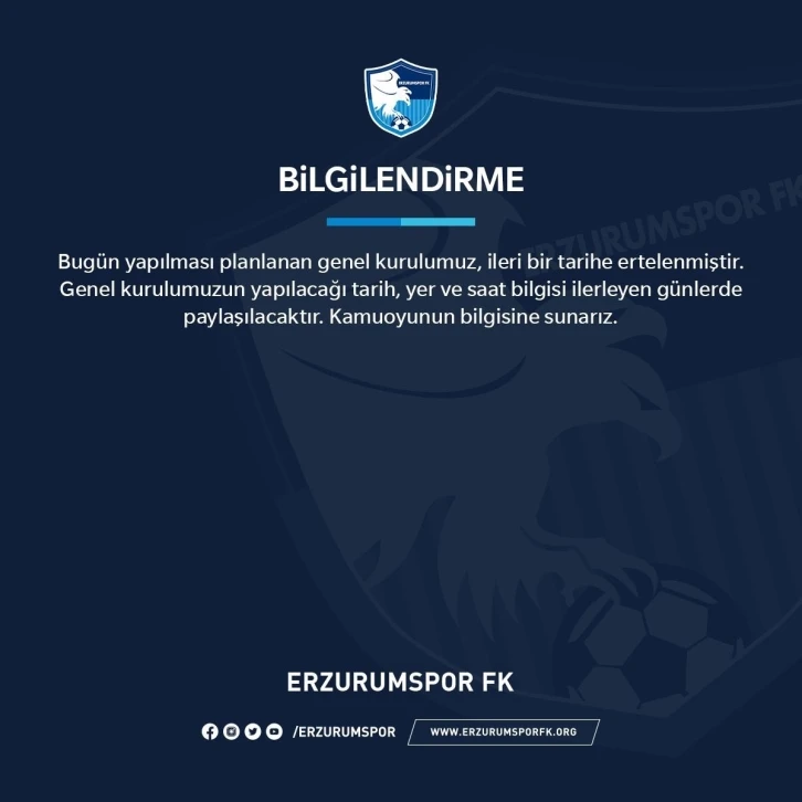 Erzurumspor Kongresi bir kez daha ertelendi
