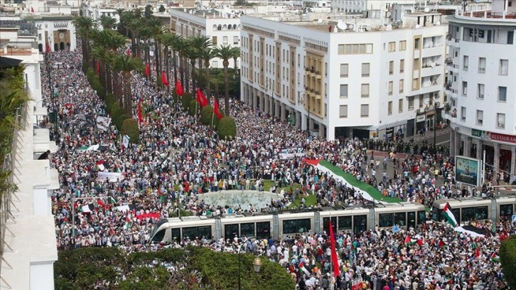 Fas'ın Kazablanka kentinde Gazze'ye destek gösterisi düzenlendi