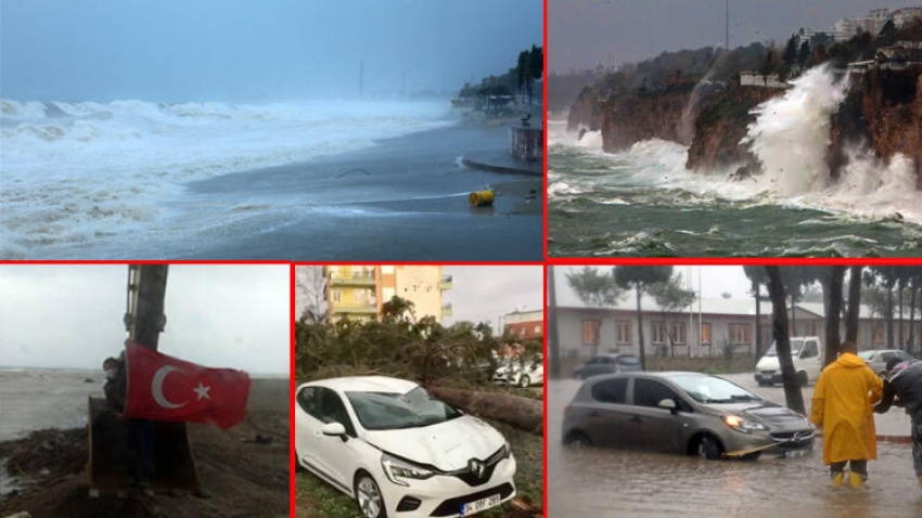 Ağaçlar devrildi, araçlar mahsur kaldı