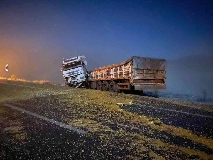 Gizli buzlanma ve sisten dolayı tırlar kaydı, 2 kişi yaralandı
