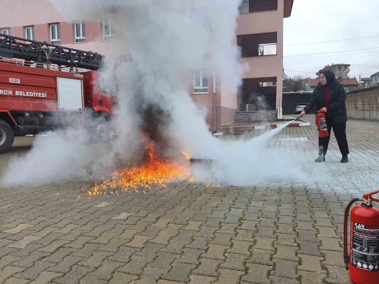 Hisarcık Anadolu Lisesi’nde yangın tatbikatı
