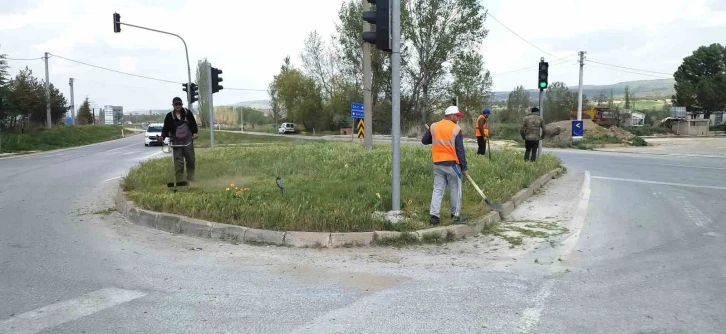 Hisarcık’ta yabani ot biçme çalışması
