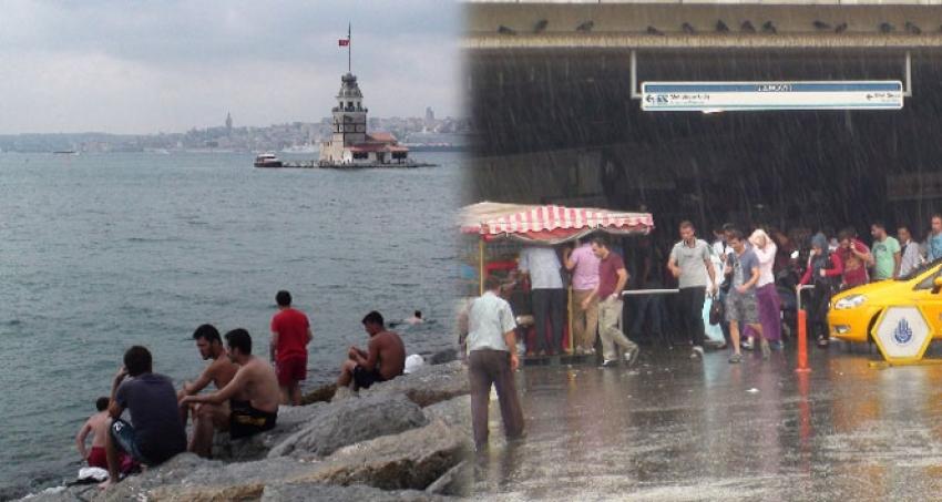 Kadıköy’de yağmur, Üsküdar’da deniz keyfi