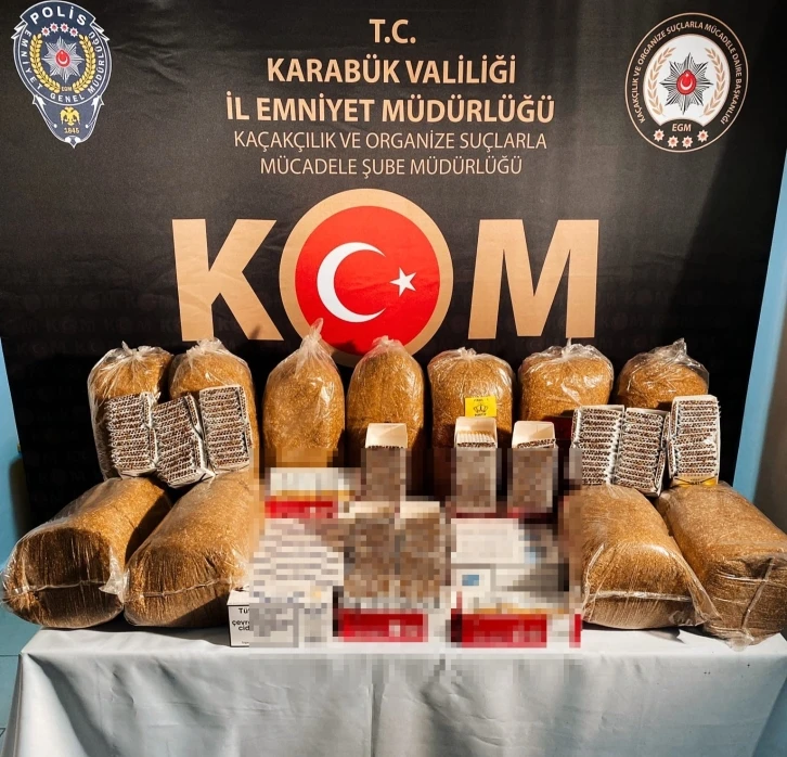 Karabük’te 55 kilogram kaçak tütün ve 7 bin makaron ele geçirildi
