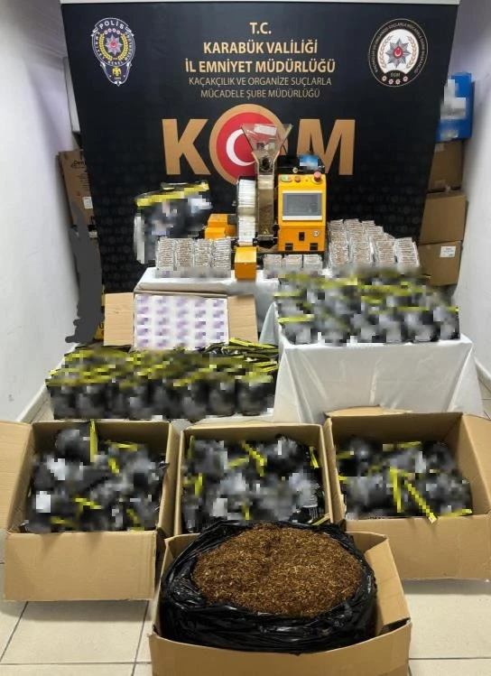 Karabük’te 58 bin makaron ile 22 kilogram tütün ele geçirildi
