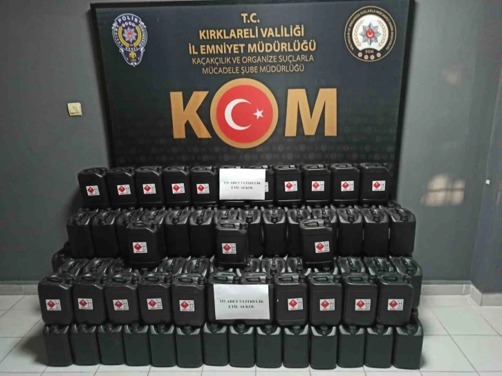 Kırklareli’nde 775 litre etil alkol ele geçirildi
