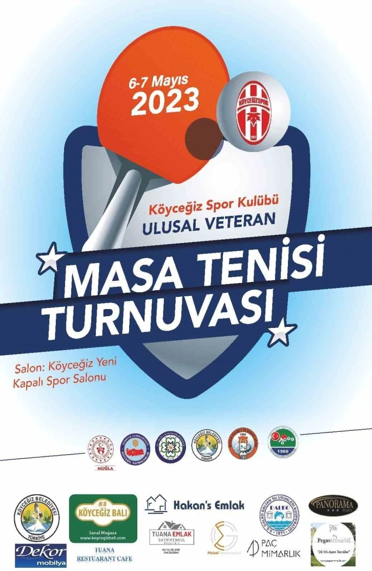 Köyceğiz’de Veteran Masa Tenisi Turnuvası başlıyor
