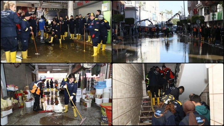 Kuvvetli rüzgar nedeniyle denizin taştığı İskenderun'da süper klorlama işlemi uygulanıyor