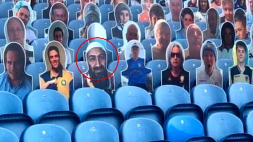 Ülke futbolu şokta!. Usame bin Ladin kartonu, taraftarın tepkisini çekti