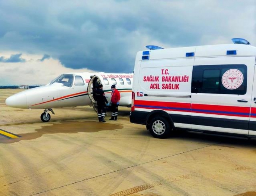 Ambulans uçakla Bursa'ya nakledildi