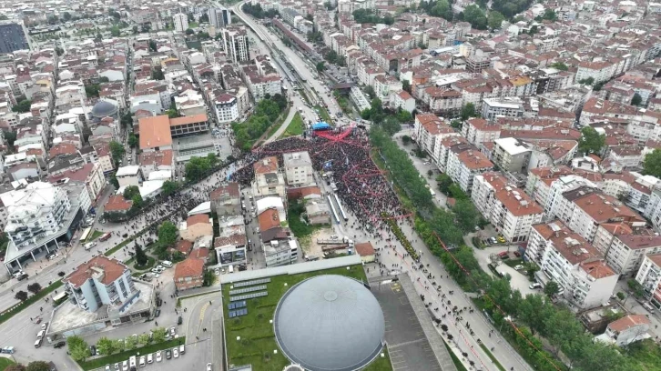 Millet İttifakı’nın Bursa mitingi dron ile havadan görüntülendi