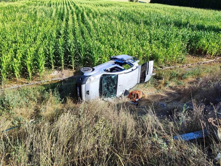 Mısır tarlasına uçan otomobildeki 2 kişi yaralandı
