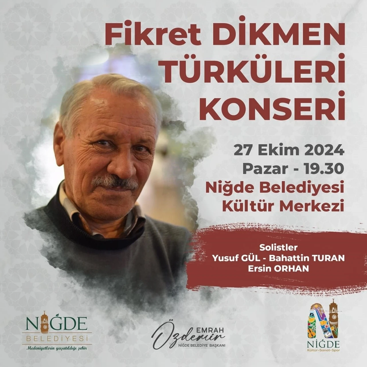 Niğde Belediyesi’nden Fikret Dikmen Türküleri Konseri
