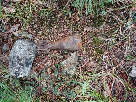 Ormanda küflenmiş ve patlamamış halde havan topu mermisi bulundu
