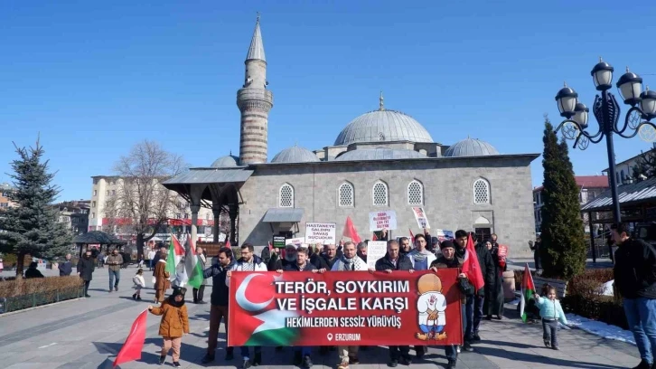 Sağlıkçılar Erzurum’da Gazze için yürüdü
