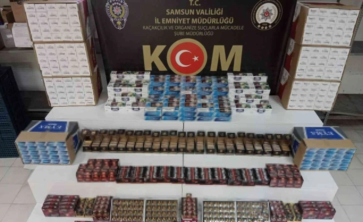 Samsun’da 110 bin dal kaçak makaron ve bin 691 adet takviye gıda ele geçirildi
