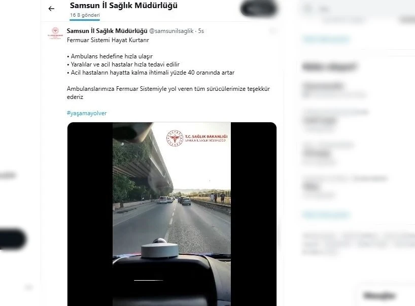 Samsun’da sürücüler, ’fermuar sistemi’ ile ambulansa yol verdi
