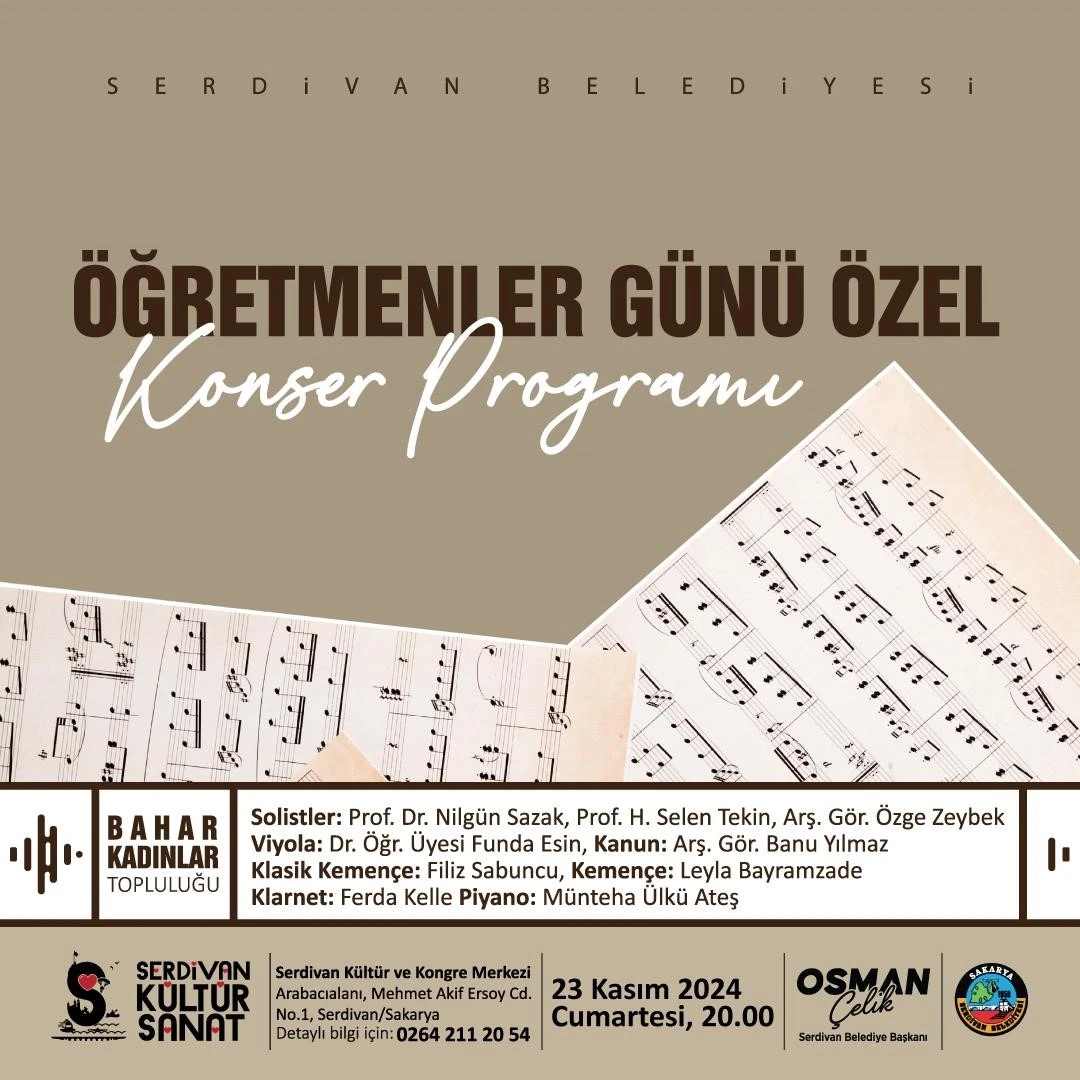 Serdivan Belediyesi öğretmenlere özel konser düzenleyecek
