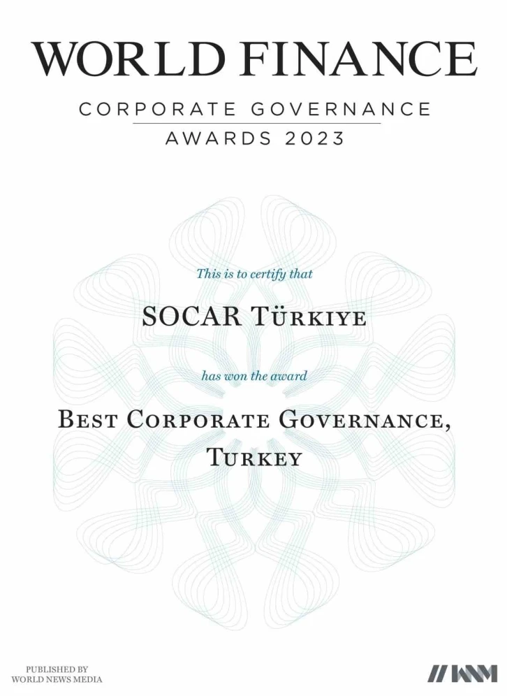 SOCAR Türkiye’ye ’En İyi Kurumsal Yönetişim’ ödülü
