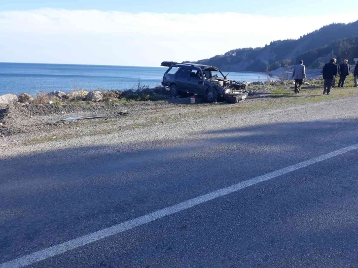 Takla atan otomobilin sürücüsü yaralandı
