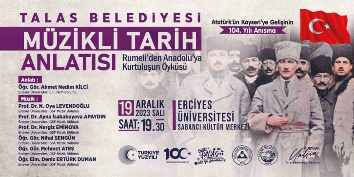 Talas’ta Atatürk’ün Kayseri’ye gelişi için özel program
