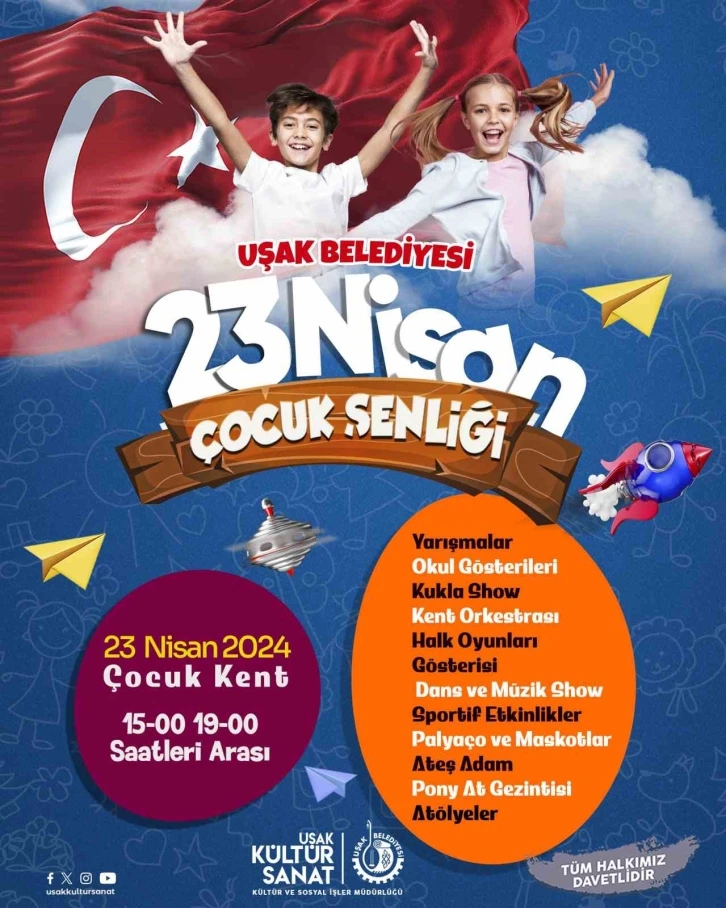 Uşak’ta 23 Nisan coşkusu Çocuk Kent’te yaşanacak
