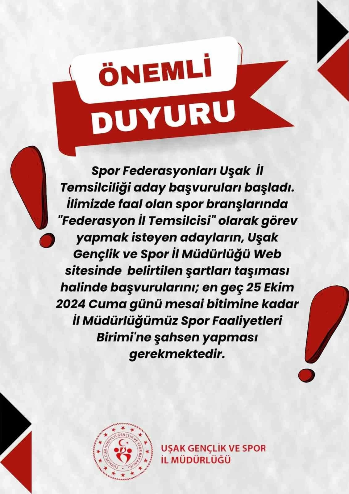 Uşak’ta Federasyon İl Temsilciliği başvuruları başladı
