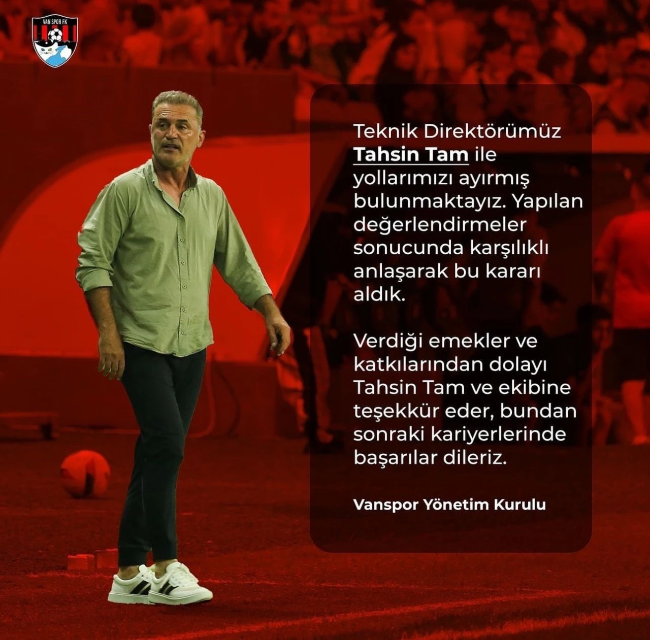 Vanspor, Teknik Direktör Tahsin Tam ile yollarını ayırdı
