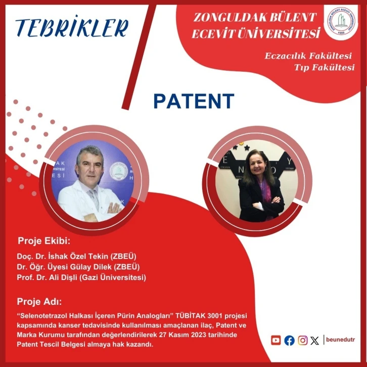 ZBEÜ Öğretim Üyelerinin geliştirdikleri yenilikçi kanser ilacı patent aldı
