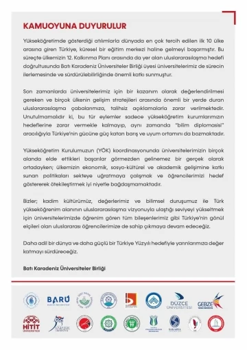 17 üniversiteden ortak bildiri: &quot;Türkiye’nin gönül elçileri uluslararası öğrencilerimize sahip çıkmaya devam edeceğiz&quot;
