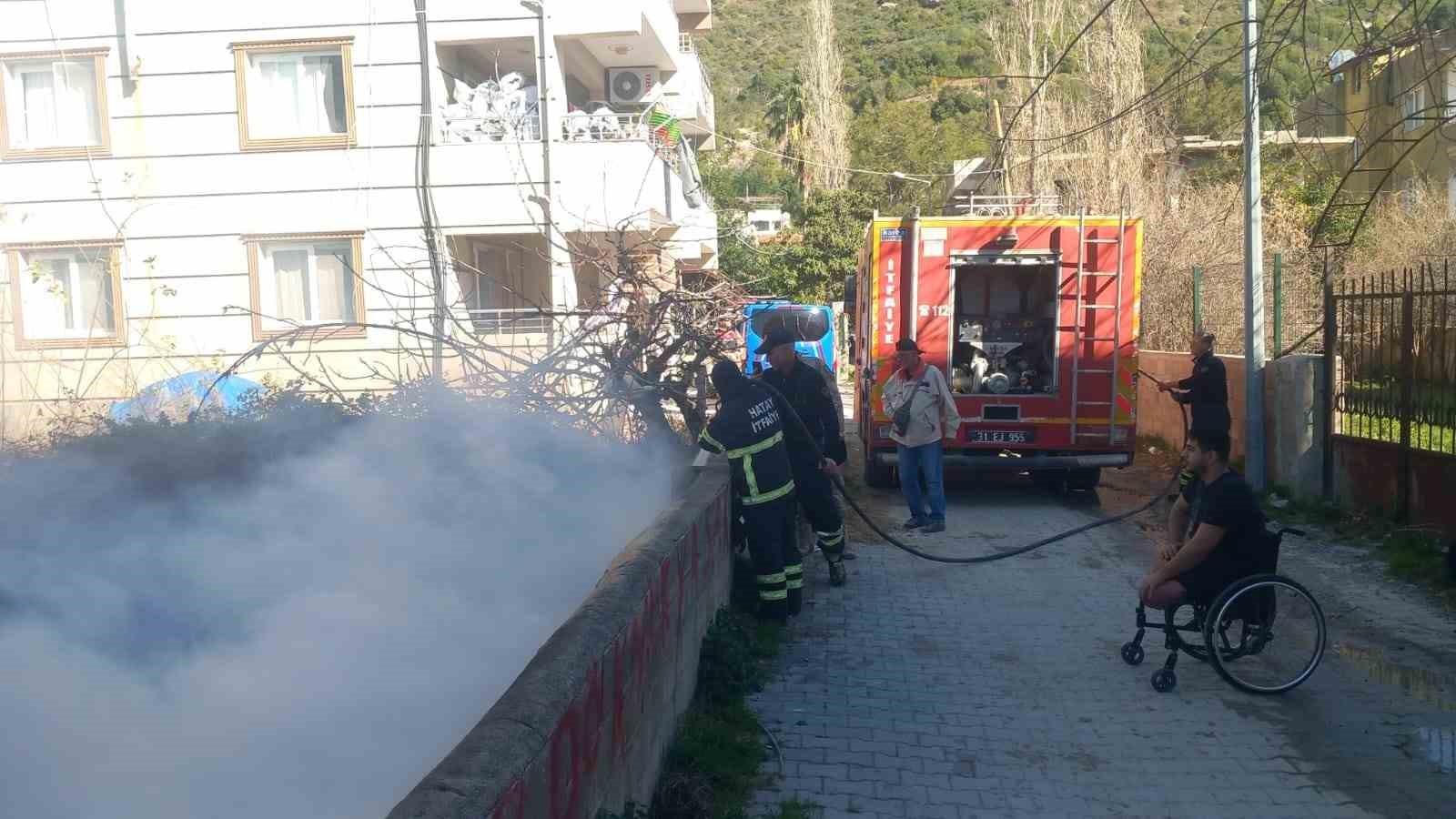 Samandağ’da bahçe yangını
