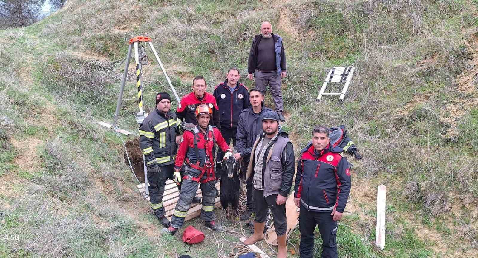 Kuyuya düşen keçi için itfaiyeciler seferber oldu
