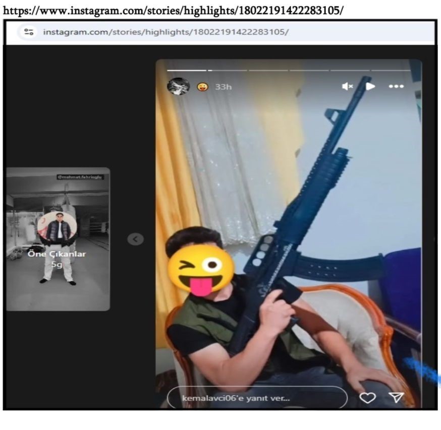 Instagram’da silahlı fotoğraf paylaşan şüpheli tutuklandı
