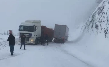 Ağır tonajlı araçlar yolda kaldı, Artvin-Ardahan yolu ulaşıma kapandı