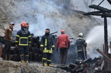 Alevlere teslim olan iki katlı bina küle döndü
