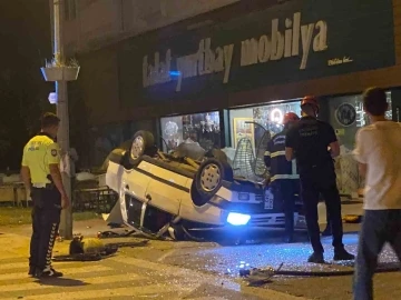 Alkollü sürücü karşı şeride geçerek takla attı: 2 yaralı
