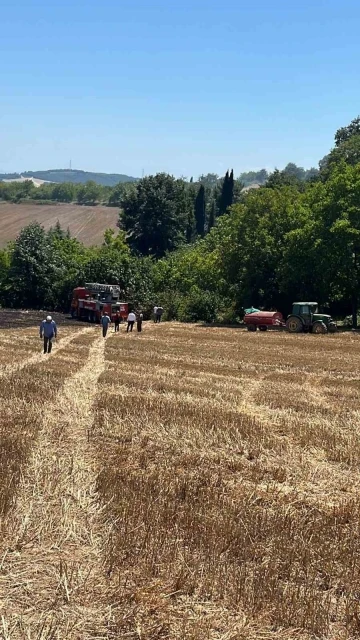 Anız yangını mezarlığa sıçramadan söndürüldü
