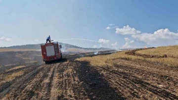 Anız yangını ormanlık alana sıçramadan söndürüldü
