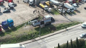 Ataşehir’de yanan yakıt tankeri havadan görüntülendi
