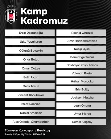 Beşiktaş’ın Konyaspor maçı kamp kadrosu açıklandı
