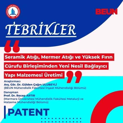 BEUN Mühendislik Fakültesi Öğretim Elemanının da yer aldığı proje patent almaya hak kazandı
