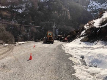 Beytüşşebap’ta dev kaya parçaları yola düştü, ulaşım aksadı
