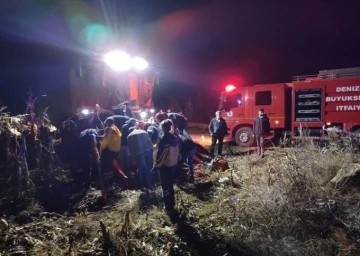 Biçerdövere sıkışan üretici yoğun uğraşlar sonucunda kurtarıldı
