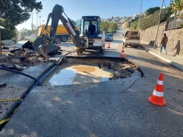 Bodrum’da ana isale hattı patladı, lojmanı bu bastı
