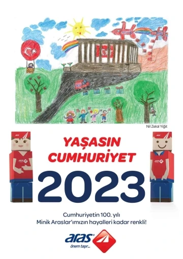 Çocuklar 100’üncü yıl coşkusunu resimleriyle Aras Kargo 2023 takvimine taşıdı
