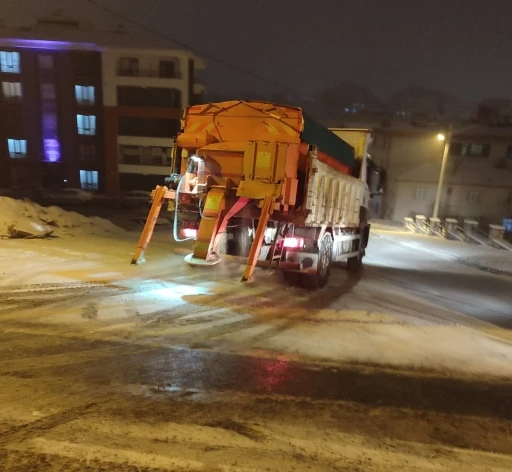 Elazığ’da buzlanmaya karşı tuzlama çalışması
