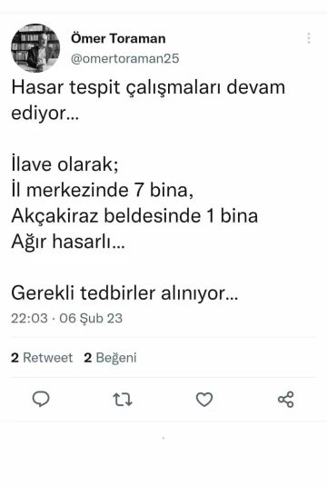 Elazığ Valisi Toraman, &quot;8 bina ağır hasarlı&quot;