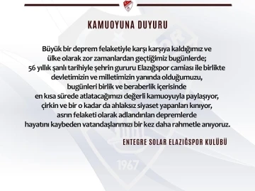 Elazığspor: ’’Devletimizin ve milletimizin yanındayız’’
