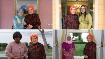 Emine Erdoğan, lider eşleri ve BM Habitat İcra Direktörü Sharif ile görüştü